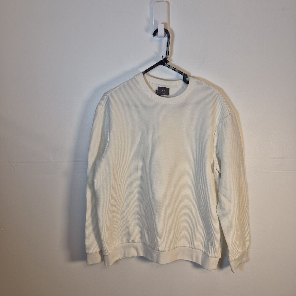 H&M Men's Regular Fit Textured Sweatshirt Size XL Cream